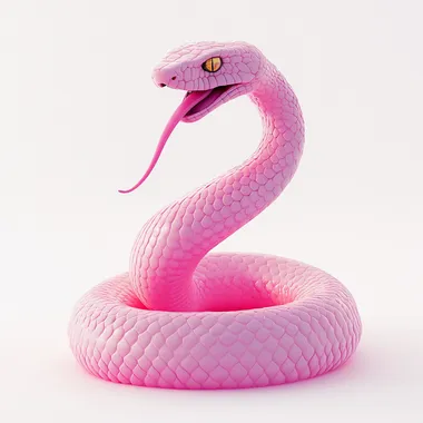 snake with tongue hanging out beautiful tail, Instagram highlights icon, ui icon design, bright color scheme, plastic clay material, C4D, 3D, OC rendering, ultra detail, white background, studio lighting