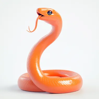 snake with tongue hanging out beautiful tail, Instagram highlights icon, ui icon design, bright color scheme, plastic clay material, C4D, 3D, OC rendering, ultra detail, white background, studio lighting