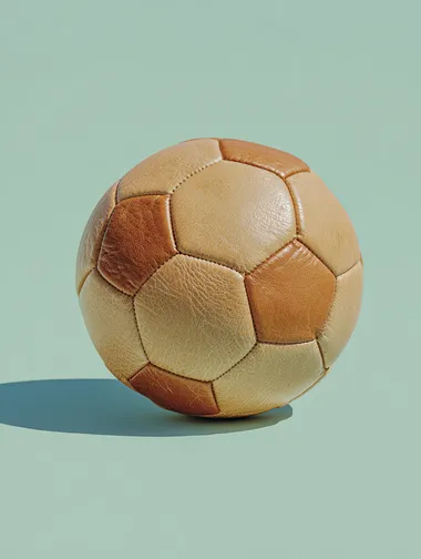 A classic vintage leather soccer football, minimal pastel yellow background, retro cinematic lighting, nostalgic poster style, centred composition, soft shadows, subtle grain, bold yet minimal   --raw rofile lia5zav k5ni7kr