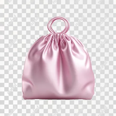 photorealistic little pink bag on white background front view
