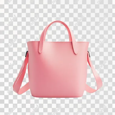 photorealistic little pink bag on white background front view