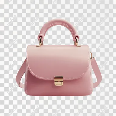 photorealistic little pink bag on white background front view