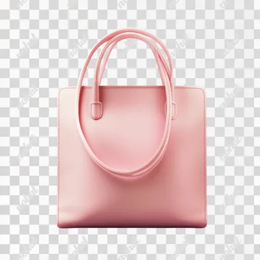 photorealistic little pink bag on white background front view