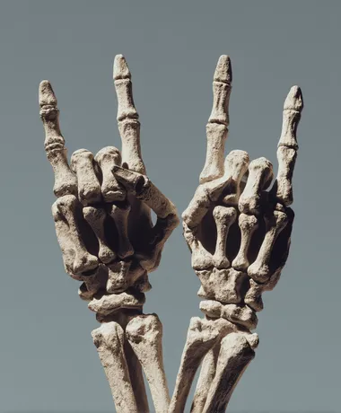 skeleton hands making rock sign  --raw rofile bsruspk