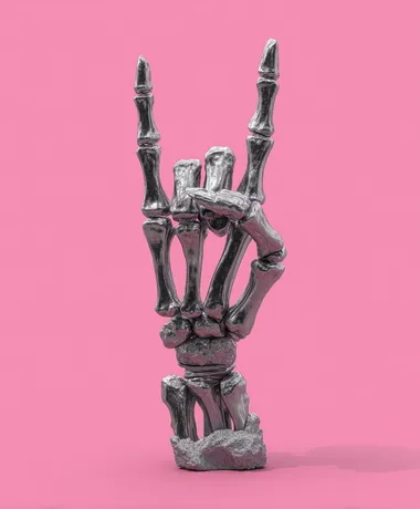 skeleton hands making rock sign  --raw rofile bsruspk
