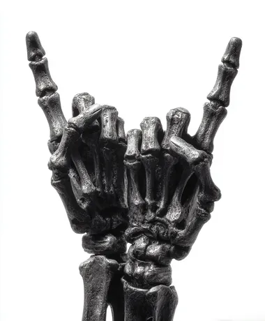 skeleton hands making rock sign  --raw rofile bsruspk