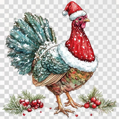 clip art of a christmas turkey on a white background