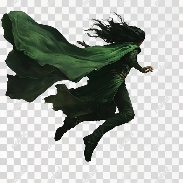 Leaping in Style: A Hero in a Green Cape