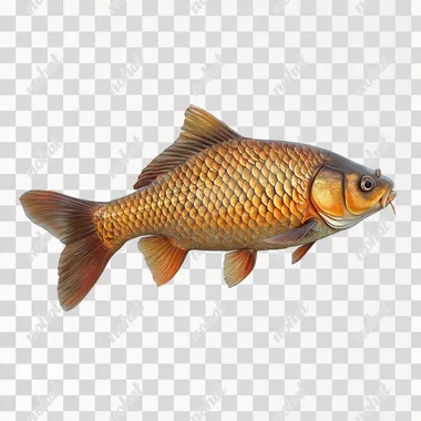 photorealistic carp side view on white background