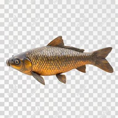 photorealistic carp side view on white background