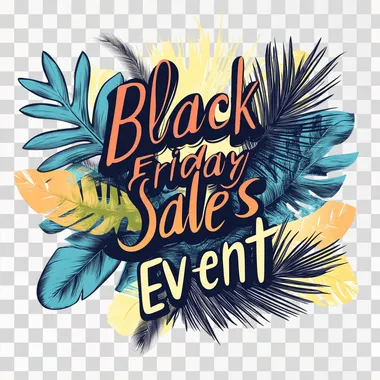 Tropical themed logo with the writing "Black Friday Sales Event"