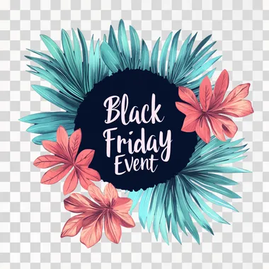 Tropical themed logo with the writing "Black Friday Sales Event"