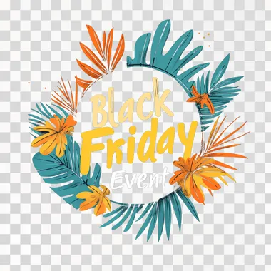 Tropical themed logo with the writing "Black Friday Sales Event"