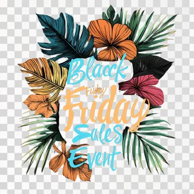 Tropical themed logo with the writing "Black Friday Sales Event"