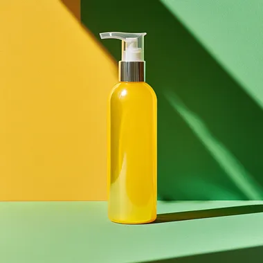 bottle of spray on the green and yellow background --s 250