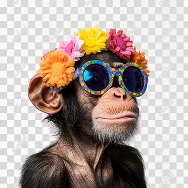 an animal with a fun accessory on a white background, nikon, v6