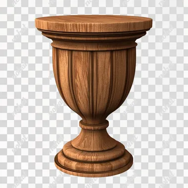 wooden pedestal in old Russian style, 3d cartoon style, front view, png --s 50