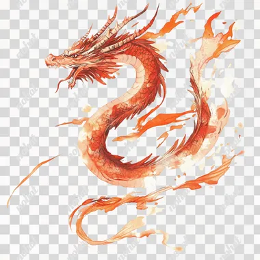 dragon flying white background.