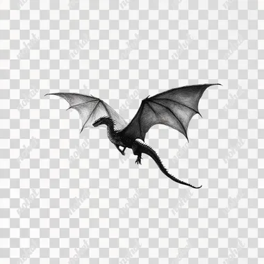 dragon flying white background.