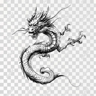 dragon flying white background.