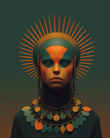 Surreal fashion portrait, model with elaborate avant-garde styling. eyes open. dramatic coral and gold color palette, striking face decorations, ornate jewelry, textured background, ethereal lighting, highly detailed, fashion editorial aesthetic, 8k, hyperrealistic textures, dramatic composition, studio photography with artistic post-processing  --exp 30 --raw  1566232525 --sv 4 --sw 1000