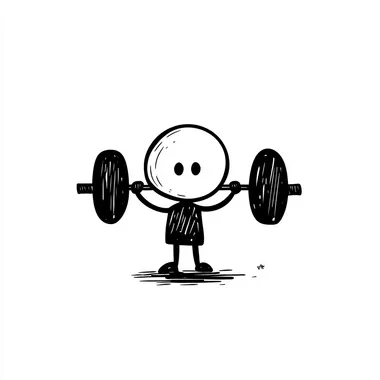 stickman trying to weightlifting simple in black and white  --s 250  7ery7ah