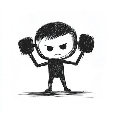 stickman trying to weightlifting simple in black and white  --s 250  7ery7ah