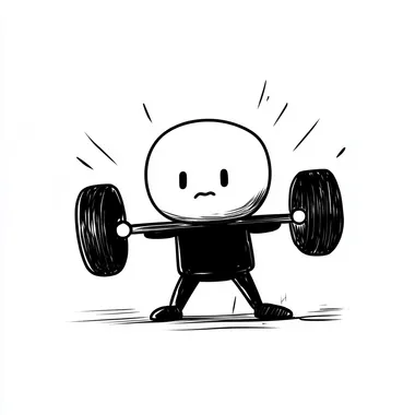 stickman trying to weightlifting simple in black and white  --s 250  7ery7ah
