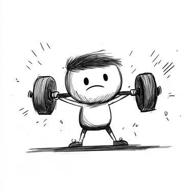 stickman trying to weightlifting simple in black and white  --s 250  7ery7ah