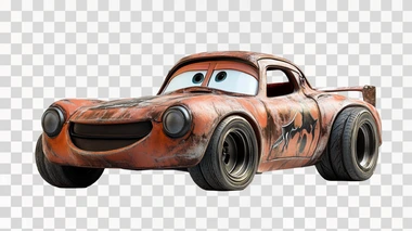 mcqueen mater pixar cartoon car isolated on white background
