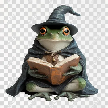 frog in wizard attire, cottagecore, white background