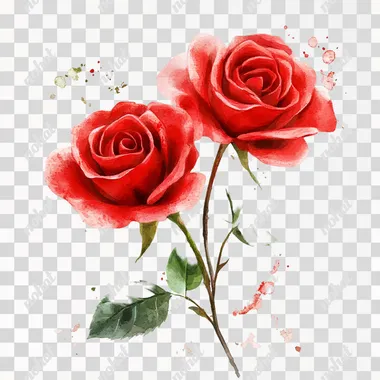 a vibrant water color red roses on the white background, 4k