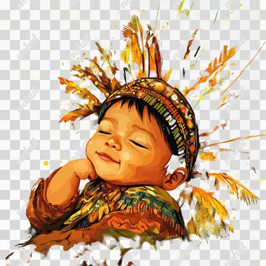 bebe recien nacido waorani estilo ilustracin basica