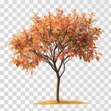 A tree with colorful leaves, showcasing the beauty of nature, isolated on a white background