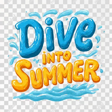 Word "Dive into Summer" with Water SplashIN dizzy style, illustration on white background   xicyqpg