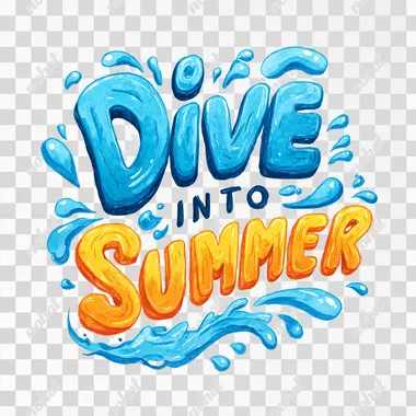 Word "Dive into Summer" with Water SplashIN dizzy style, illustration on white background   xicyqpg