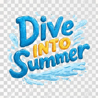 Word "Dive into Summer" with Water SplashIN dizzy style, illustration on white background   xicyqpg
