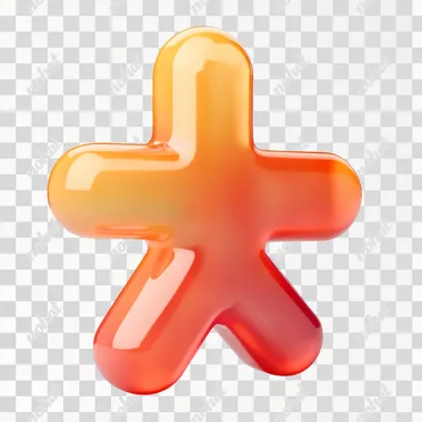 render of toy the plus sign. The plus sign has a gradient color from orange to red and is floating in the air. The background is transparent, ensuring a high-quality, crisp, and clean image suitable for various uses