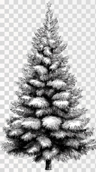 Drawing Christmas tree Sketch, png image, isolated