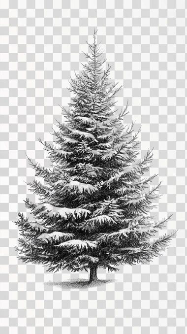 Drawing Christmas tree Sketch, png image, isolated
