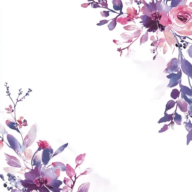 A stylish certificate border design with a feminine touch, featuring watercolor patterns blending shades of purple and pink.