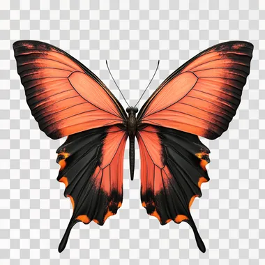 realistic image of a big, fat fantasy butterfly with spread wings, isolated on white background --s 50