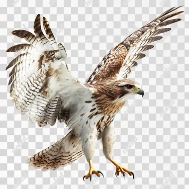 photorealistic full body shoot of a chickenhawk. Create multiple variations of the bird with differnt angles. Photo taken in front a white background. A stobe light on the left hand side and a fill light on the right hand side creating subtle shadows. Photo is super high quality, ultra high definition
