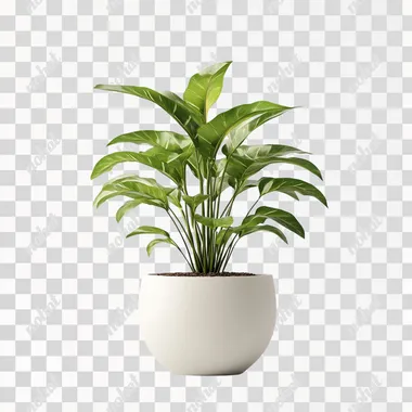 a realistic photograph of a large plant in a round white ceramic pot, isolated on a solid background, product photography, high resolution, high definition, sharp focus, high detail, ultra-detailed, hyperrealistic, high quality, high sharpness, hyper-detailed, hyper-realism, high color contrast, isolated on a white background