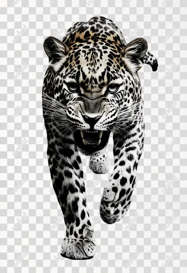 Studio photography, front view. a roaring leopard. white plain background     1532025248 --sw 50