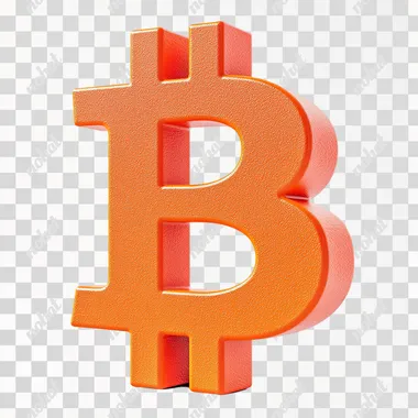 3D matte orange bitcoin logo, white background