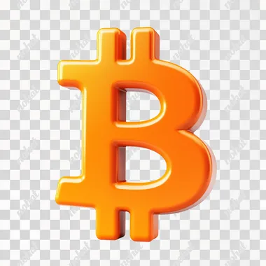3D matte orange bitcoin logo, white background