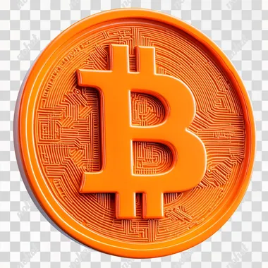 3D matte orange bitcoin logo, white background