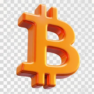 3D matte orange bitcoin logo, white background