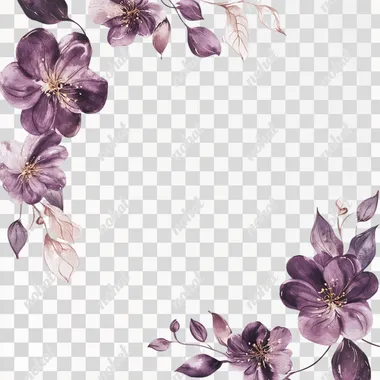 Wedding invitation frame featuring flower, bronze plum glamorous colors, elegant emotion, isolated on white background, minimalistic Batik style